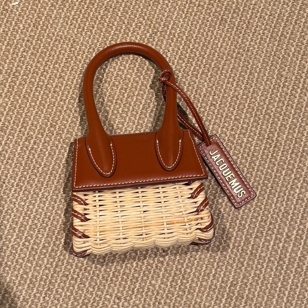 Jacquemus Leather and Rattan Chiquito Mini Bag Brown